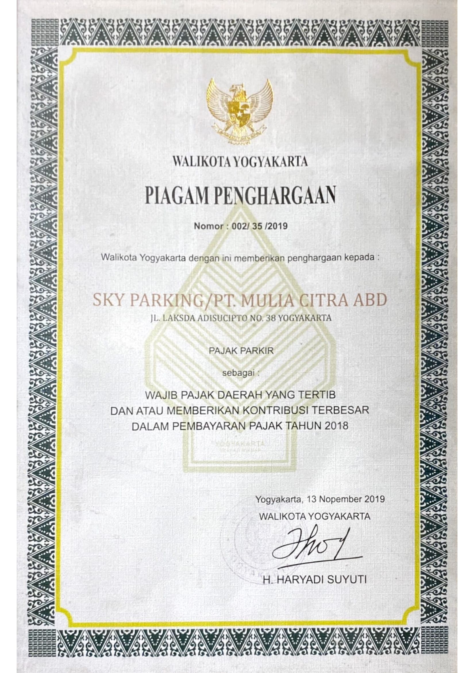 Wajib Pajak Terbaik Yogyakarta 2019